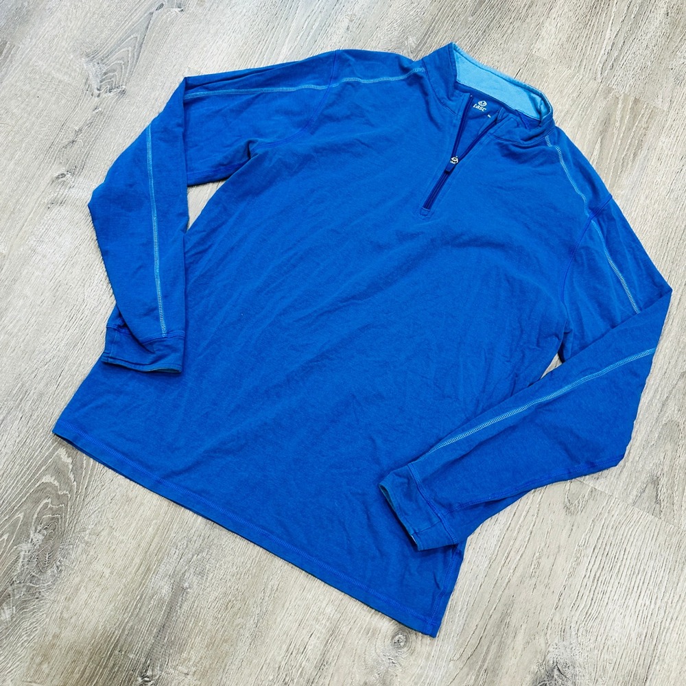 Tasc Performance Mens Large Blue Bamboo Organic Cotton Quarter Zip Pullover